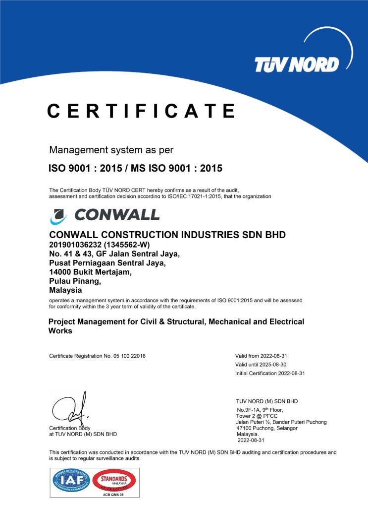 ISO 9001:2015 certification
