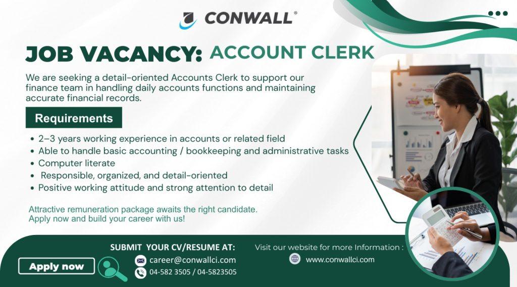 Accounts Clerk vacancy